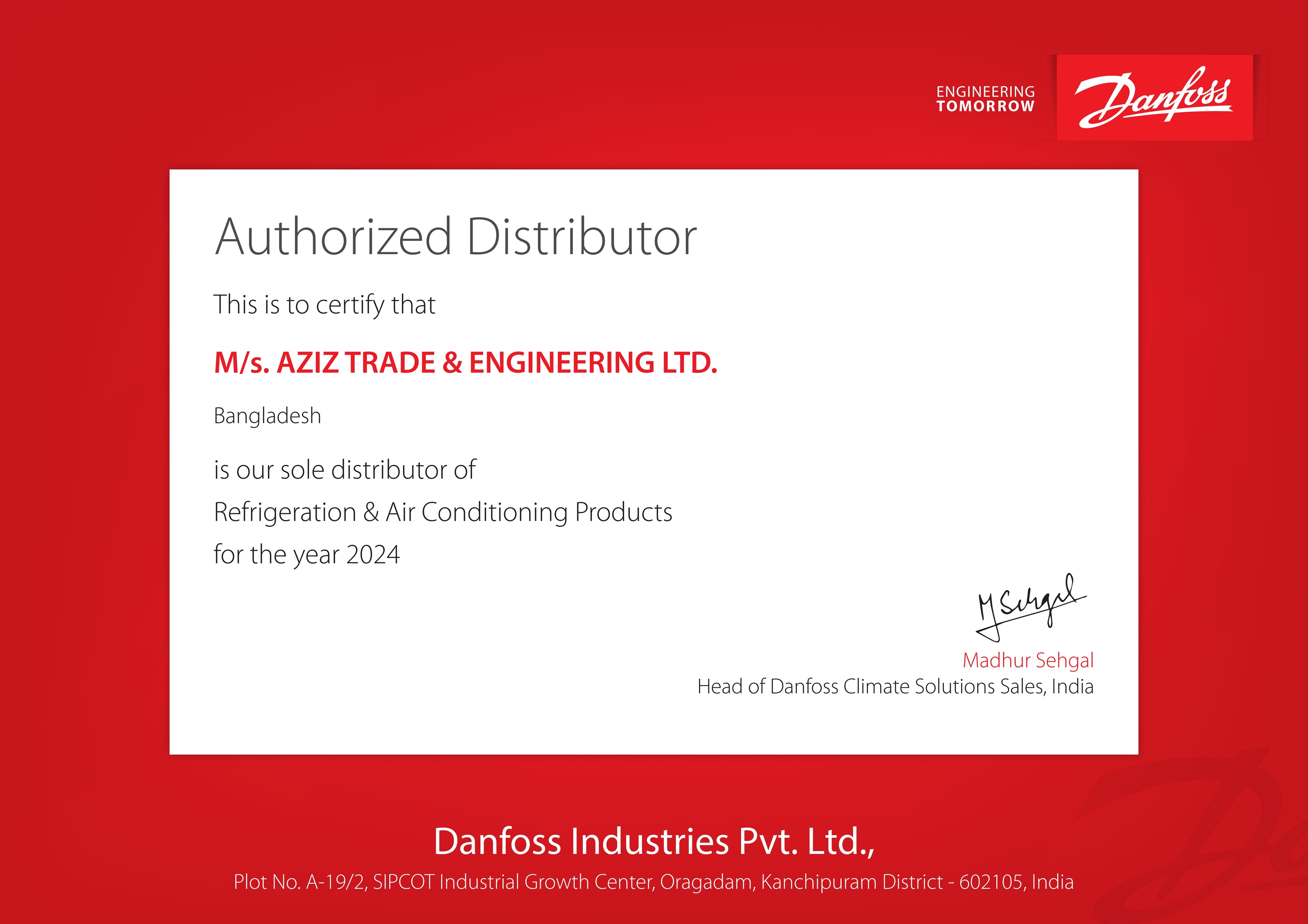 ATEL is the Authorized Sole Distributor of Danfoss Industries Pvt. Ltd.